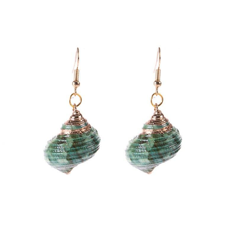Wholesale Gold-rimmed Ocean Style Conch Seashell Earrings